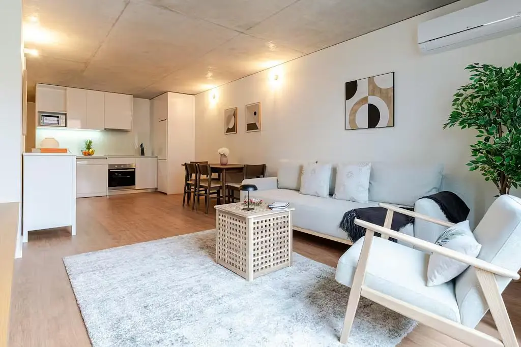 Kitchen; kitchen appliances, wood floor, natural light, modern style, renovated