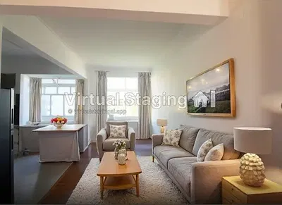 Living room; wood floor, natural light, modern style, high ceiling