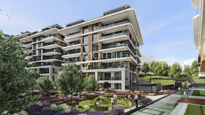 Living room; wood floor, natural light, modern style, high ceiling