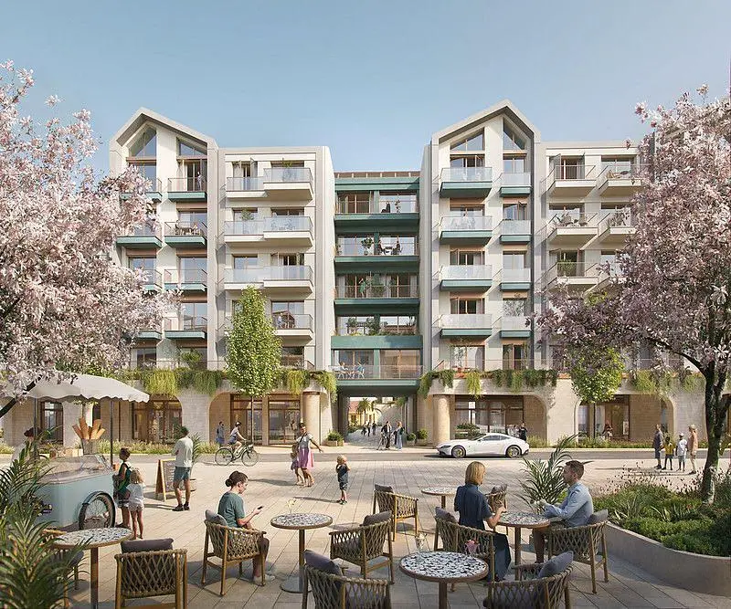 Woonkamer; houten vloer, natuurlijk licht, moderne stijl, hoge plafonds