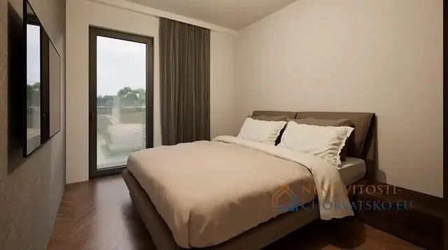 Salon; parquet, lumière naturelle, style moderne, hauteur sous plafond