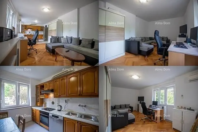 Woonkamer; houten vloer, natuurlijk licht, moderne stijl, hoge plafonds