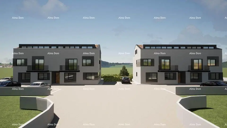 Living room; wood floor, natural light, modern style, high ceiling