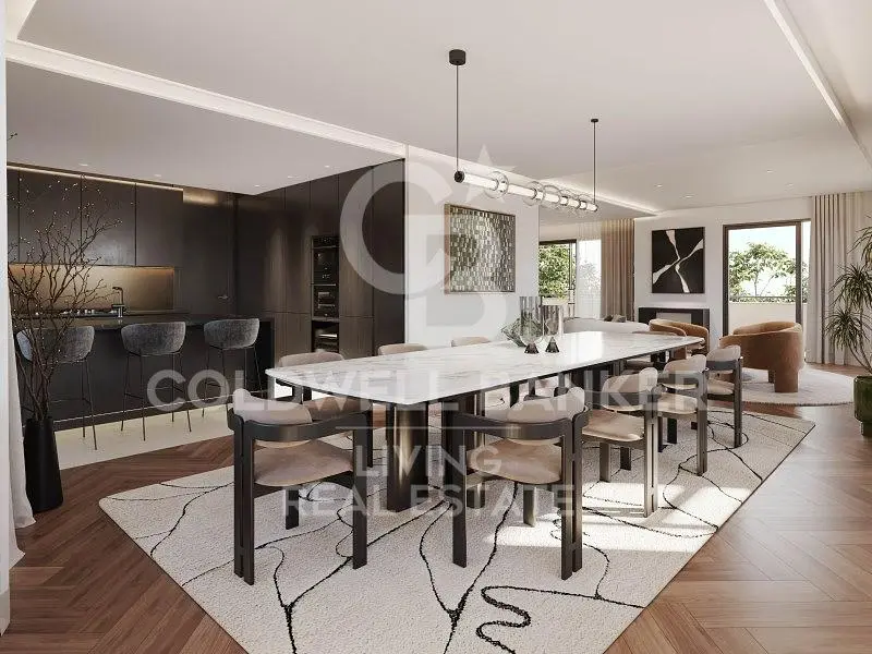 Salon; parquet, lumière naturelle, style moderne, hauteur sous plafond