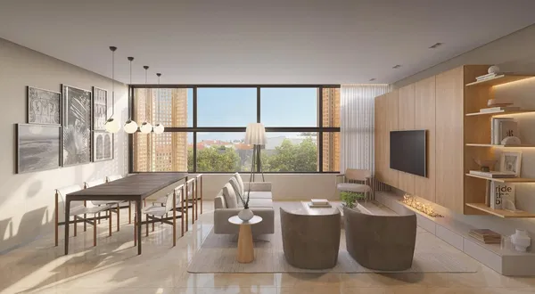 Cocina; electrodomésticos, suelo de madera, luz natural, estilo moderno