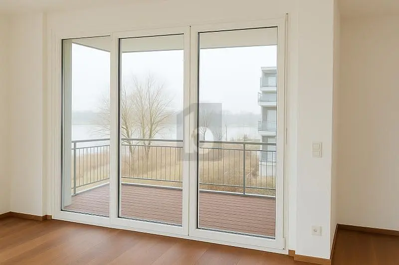 Soggiorno; pavimento in legno, luce naturale, stile moderno, soffitti alti