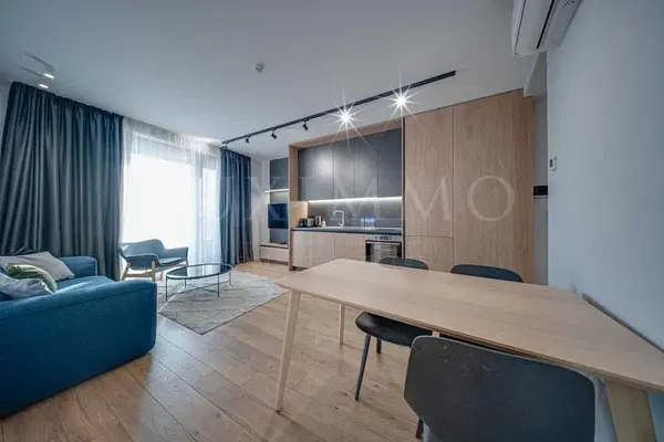 Living room; wood floor, natural light, modern style, high ceiling