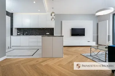 Σαλόνι; ξύλινο πάτωμα, φυσικό φως, μοντέρνο στυλ, ψηλά ταβάνια