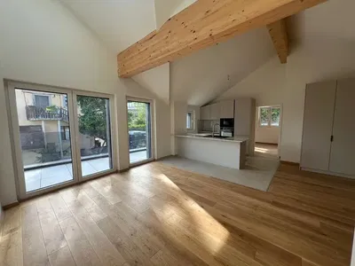 Cuisine; électroménager, parquet, lumière naturelle, style moderne, rénové