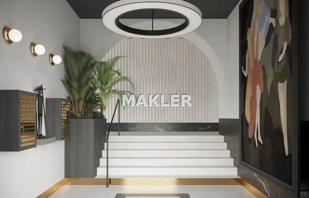 Woonkamer; houten vloer, natuurlijk licht, moderne stijl, hoge plafonds