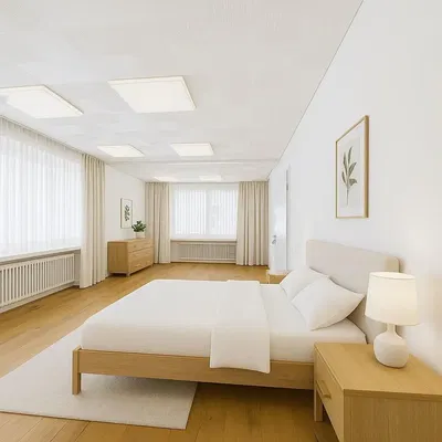 Κουζίνα; συσκευές κουζίνας, ξύλινο πάτωμα, φυσικό φως, μοντέρνο στυλ, ανακαινισμένο