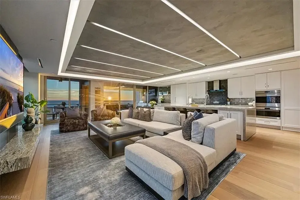 Kitchen; kitchen appliances, wood floor, natural light, modern style, renovated