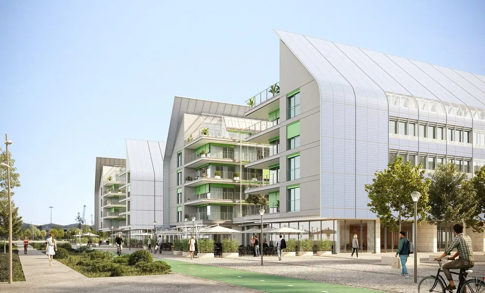 Woonkamer; houten vloer, natuurlijk licht, moderne stijl, hoge plafonds