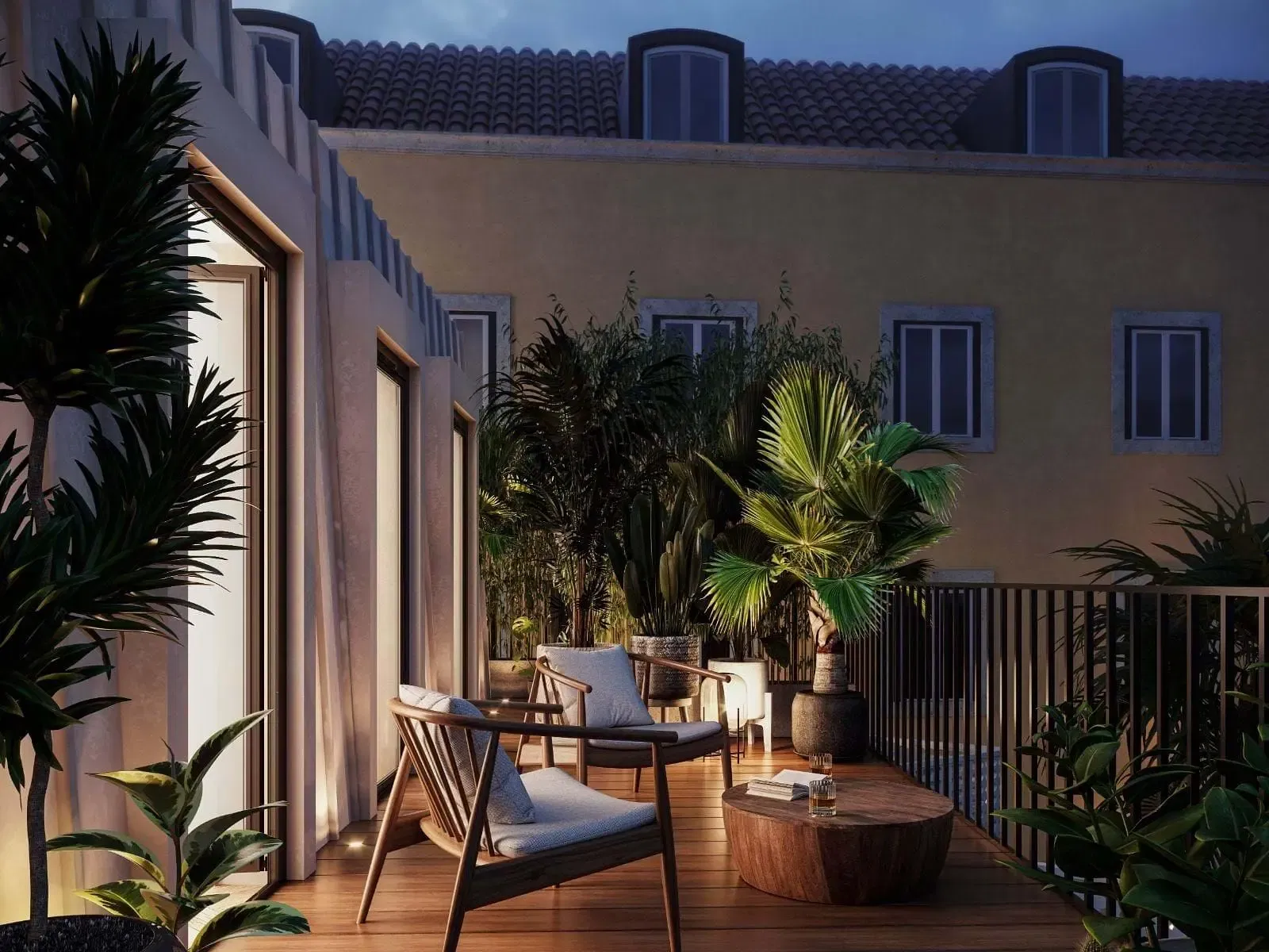 Woonkamer; houten vloer, natuurlijk licht, moderne stijl, hoge plafonds