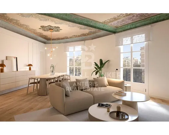 Дневна соба; дрвени под, природно светло, модерни стил, високи плафони