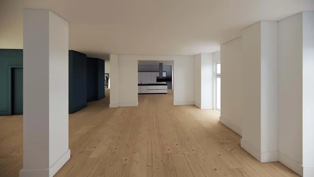 Σαλόνι; ξύλινο πάτωμα, φυσικό φως, μοντέρνο στυλ, ψηλά ταβάνια