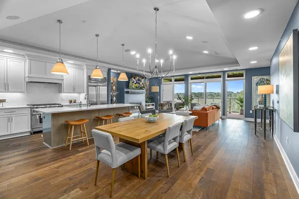 Κουζίνα; συσκευές κουζίνας, ξύλινο πάτωμα, φυσικό φως, μοντέρνο στυλ, ανακαινισμένο