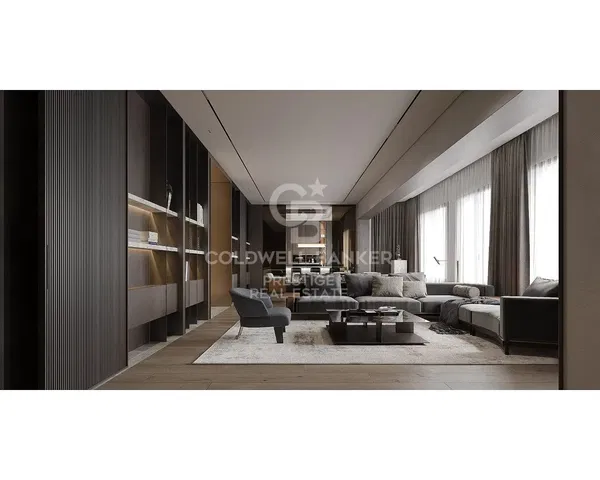 Salón; suelo de madera, luz natural, estilo moderno, techos altos