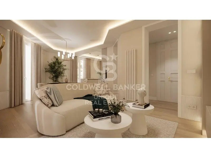 Wohnzimmer; holzboden, tageslicht, moderner stil, hohe decken