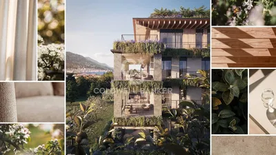 Obývací pokoj; dřevěná podlaha, přirozené světlo, moderní styl, vysoké stropy