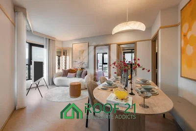 Salon; parquet, lumière naturelle, style moderne, hauteur sous plafond