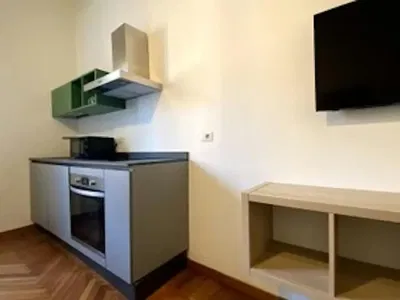 Living room; wood floor, natural light, modern style, high ceiling