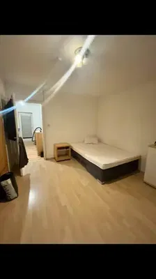 Living room; wood floor, natural light, modern style, high ceiling