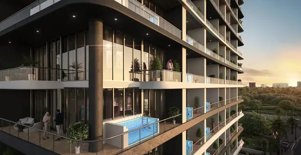 Woonkamer; houten vloer, natuurlijk licht, moderne stijl, hoge plafonds