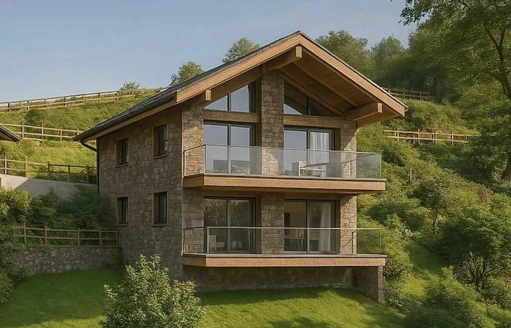 Дневна соба; дрвени под, природно светло, модерни стил, високи плафони