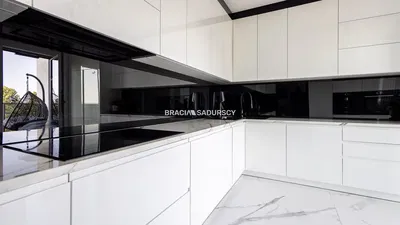 Kitchen; kitchen appliances, wood floor, natural light, modern style