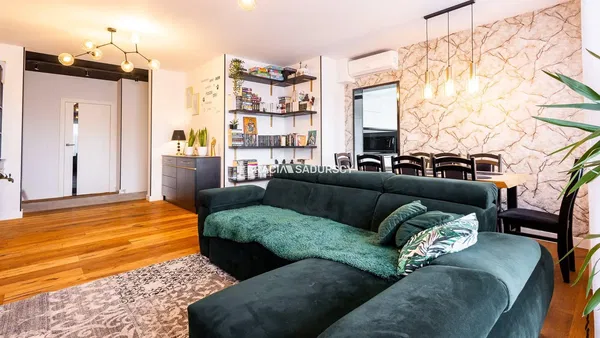 Kitchen; kitchen appliances, wood floor, natural light, modern style, renovated