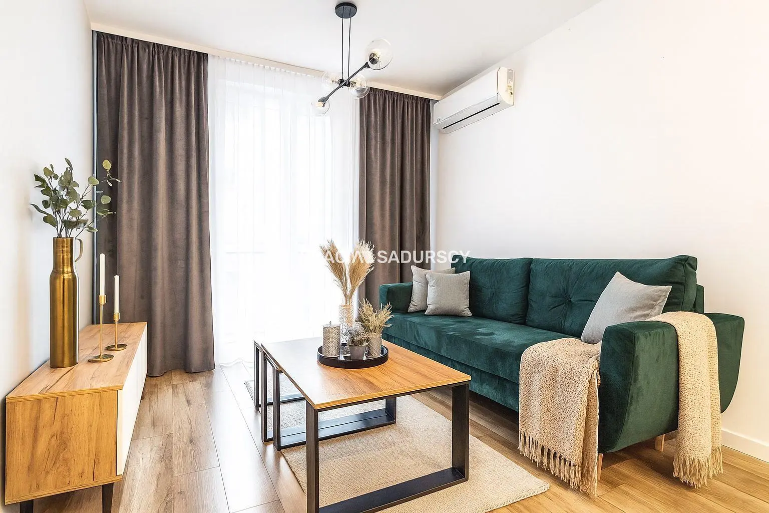 Living room; wood floor, natural light, modern style, high ceiling