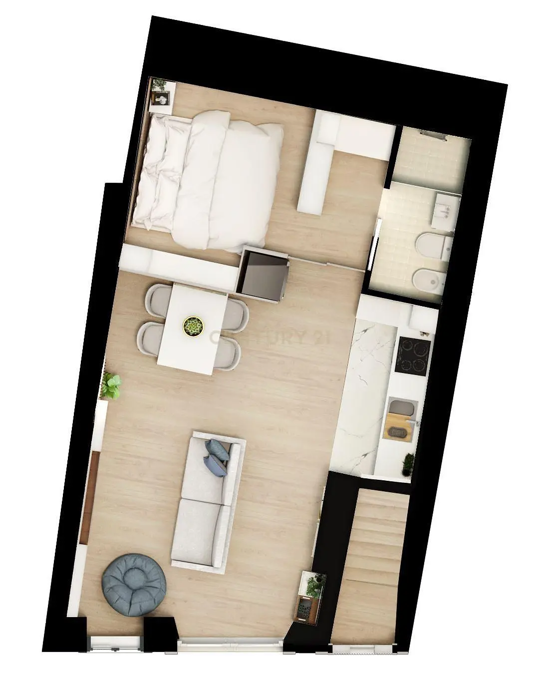 Salón; suelo de madera, luz natural, estilo moderno, techos altos