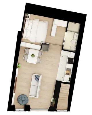 Salón; suelo de madera, luz natural, estilo moderno, techos altos