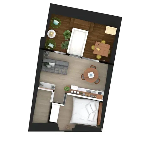 Kitchen; kitchen appliances, wood floor, natural light, modern style, renovated