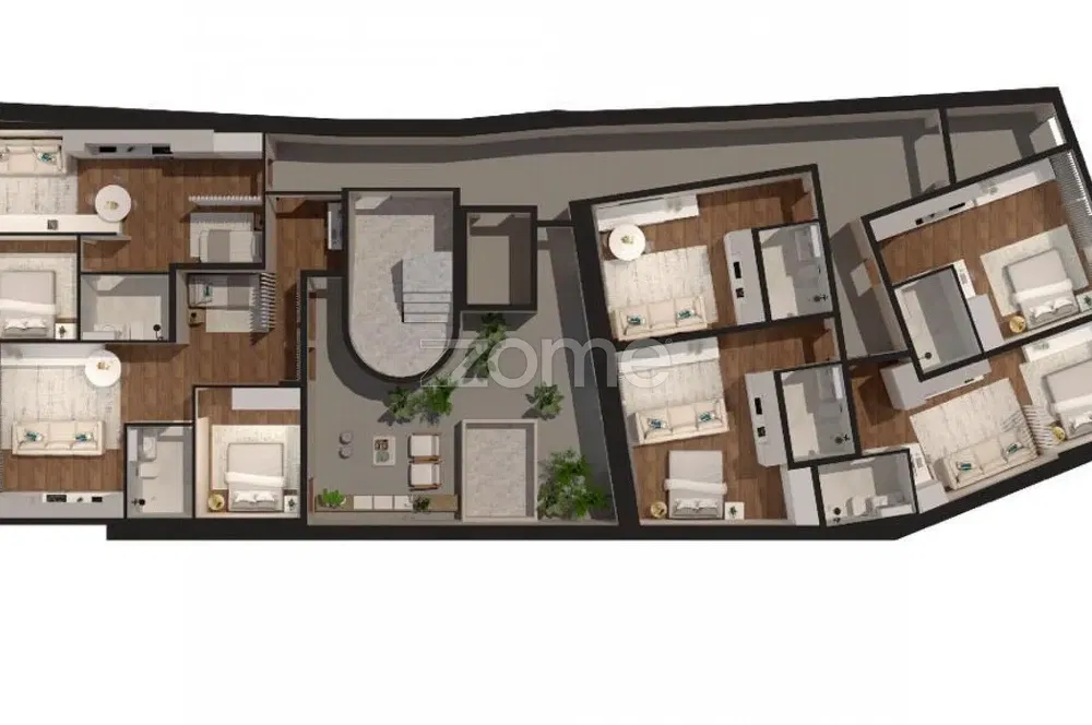 Wohnzimmer; holzboden, tageslicht, moderner stil, hohe decken