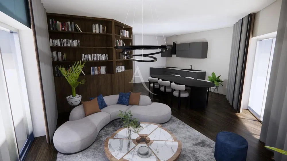 Σαλόνι; ξύλινο πάτωμα, φυσικό φως, μοντέρνο στυλ, ψηλά ταβάνια