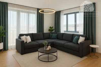 Dnevni boravak; drveni pod, prirodna svjetlost, moderan stil, visoki stropovi