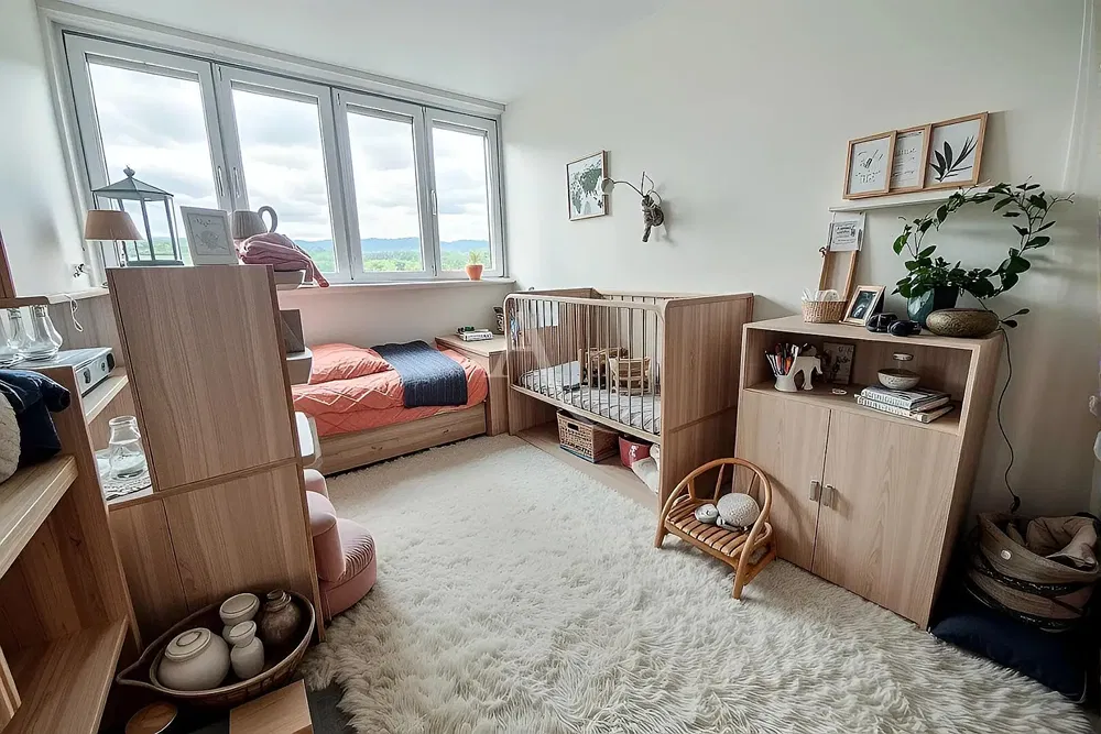 Salon; podłoga drewniana, światło dzienne, styl nowoczesny, wysokie sufity