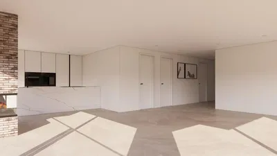 Cuisine; électroménager, parquet, lumière naturelle, style moderne, rénové