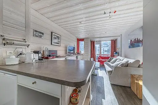 Living room; wood floor, natural light, modern style, high ceiling