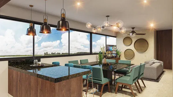 Salon; parquet, lumière naturelle, style moderne, hauteur sous plafond