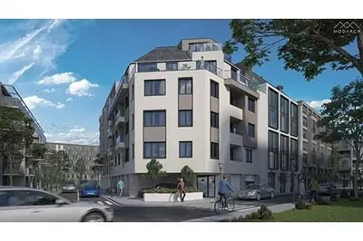 Living room; wood floor, natural light, modern style, high ceiling