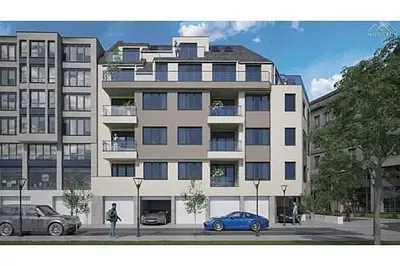 Kitchen; kitchen appliances, wood floor, natural light, modern style, renovated