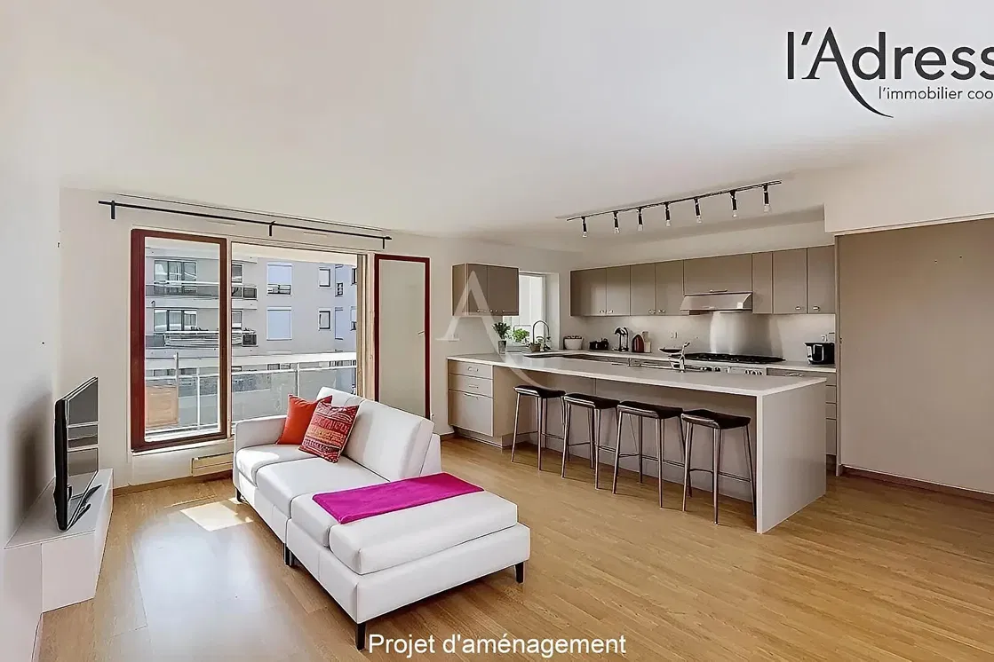 Kitchen; kitchen appliances, wood floor, natural light, modern style, renovated