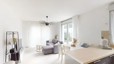 Kitchen; kitchen appliances, wood floor, natural light, modern style, renovated