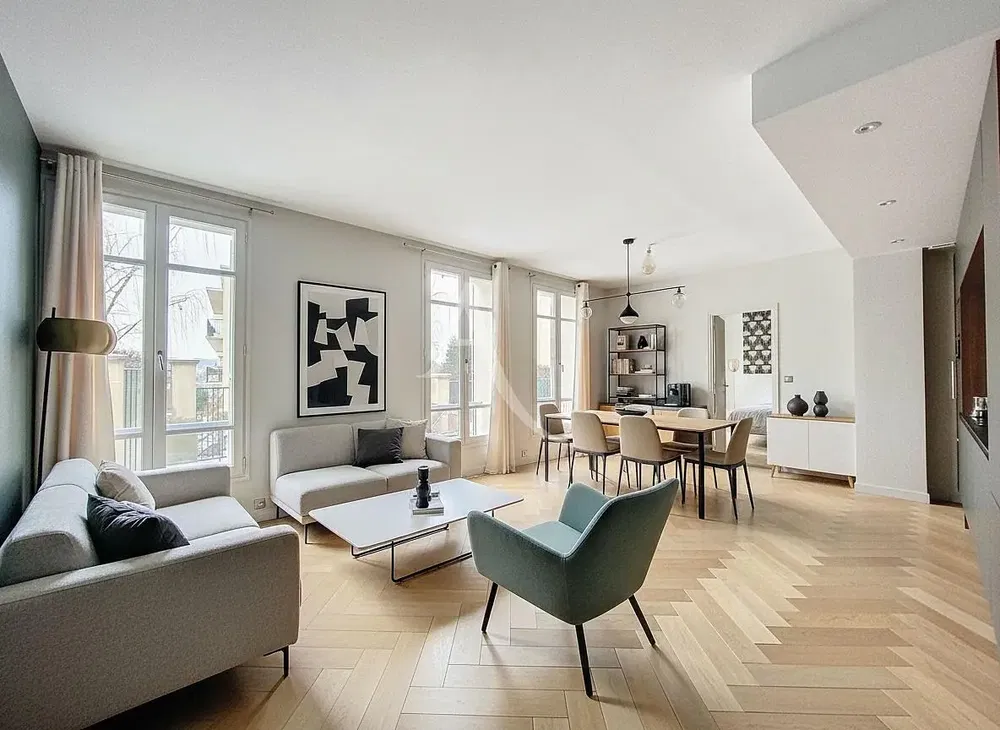 Kitchen; kitchen appliances, tile floor, natural light, modern style, renovated