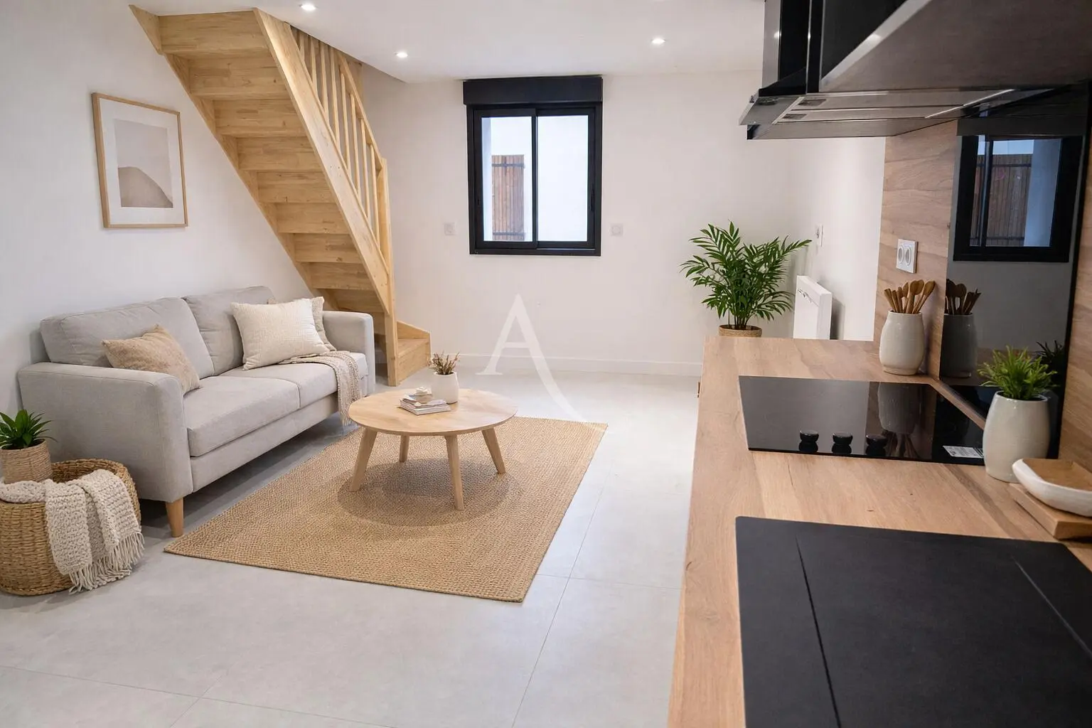 Кухиња; кухињски апарати, дрвени под, природно светло, модерни стил, реновиран