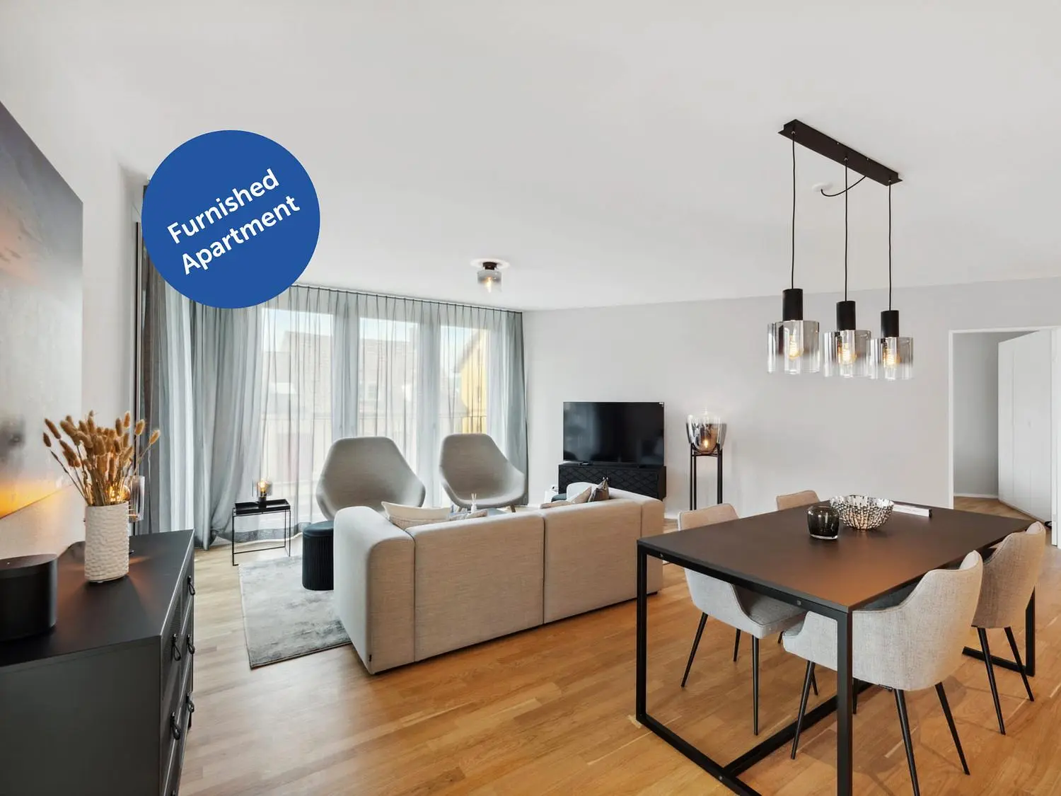 Kitchen; kitchen appliances, wood floor, natural light, modern style, renovated