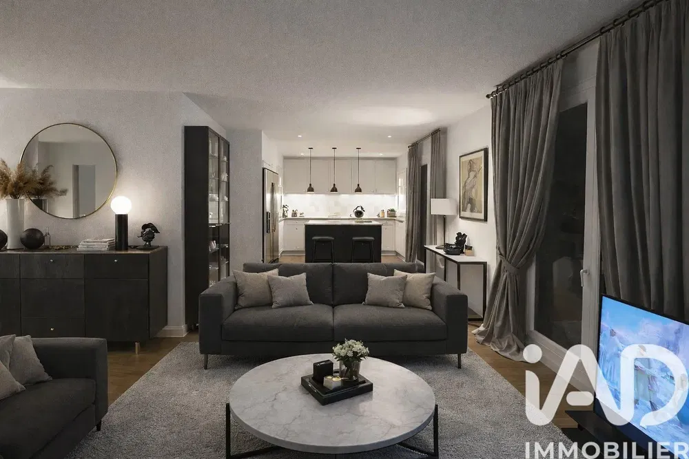 Living room; wood floor, natural light, modern style, high ceiling